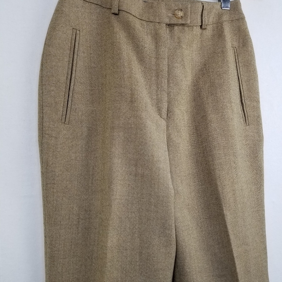 Max Mara Weekend Tan Wool Straight Leg Welt Pocket Dress Pants Size 6 - Picture 4 of 10